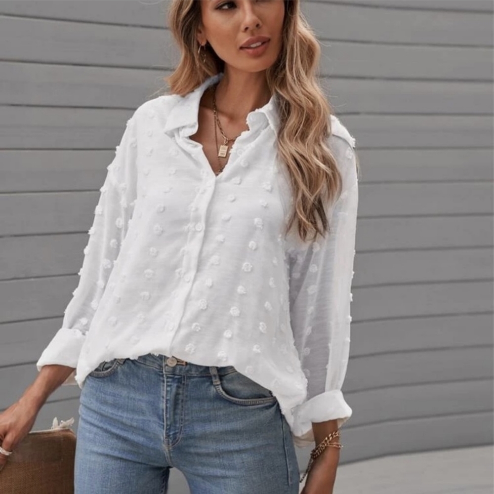 Blooming Jelly Long Sleeve Blouse Shirt Top White Button Down Size S